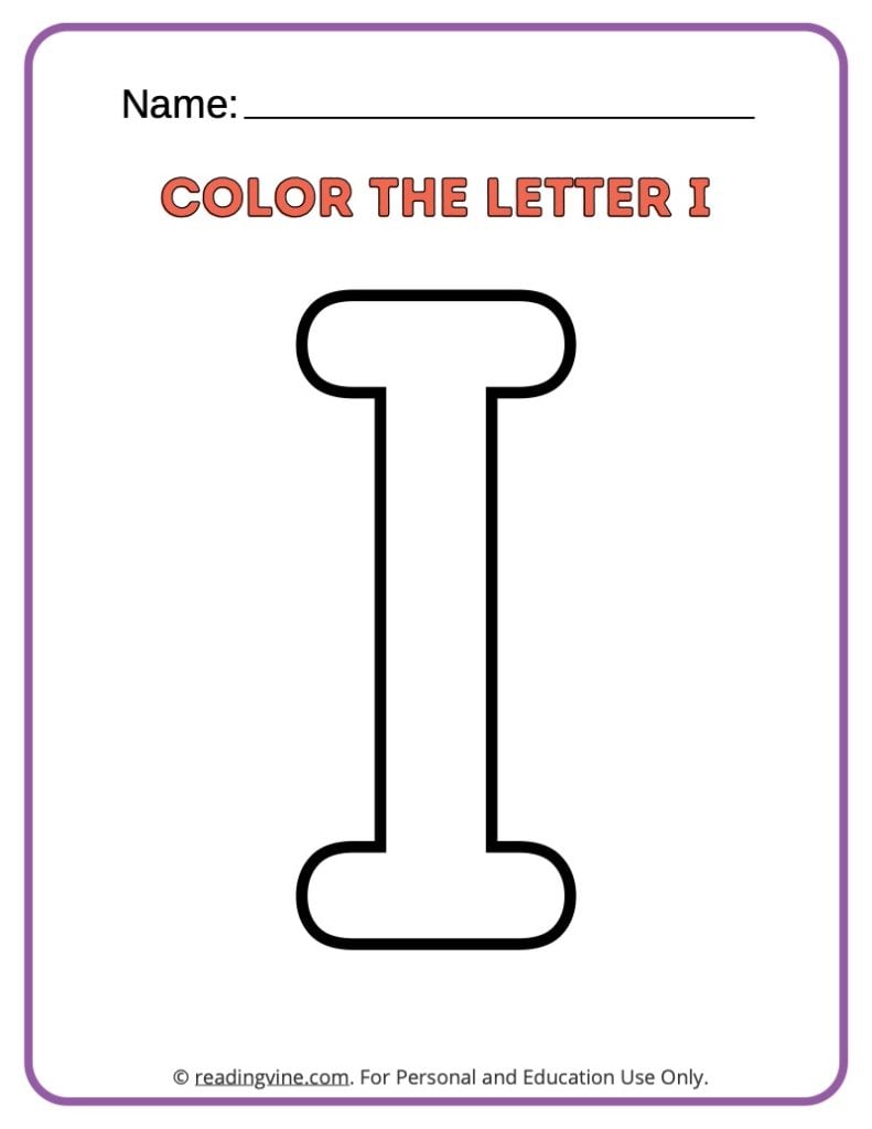 Letter I Coloring Activity