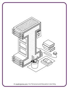 Architecture Style Letter I Coloring Sheet for Preschool - learning letters