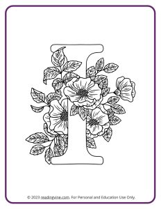 Floral Design Letter I Coloring Page