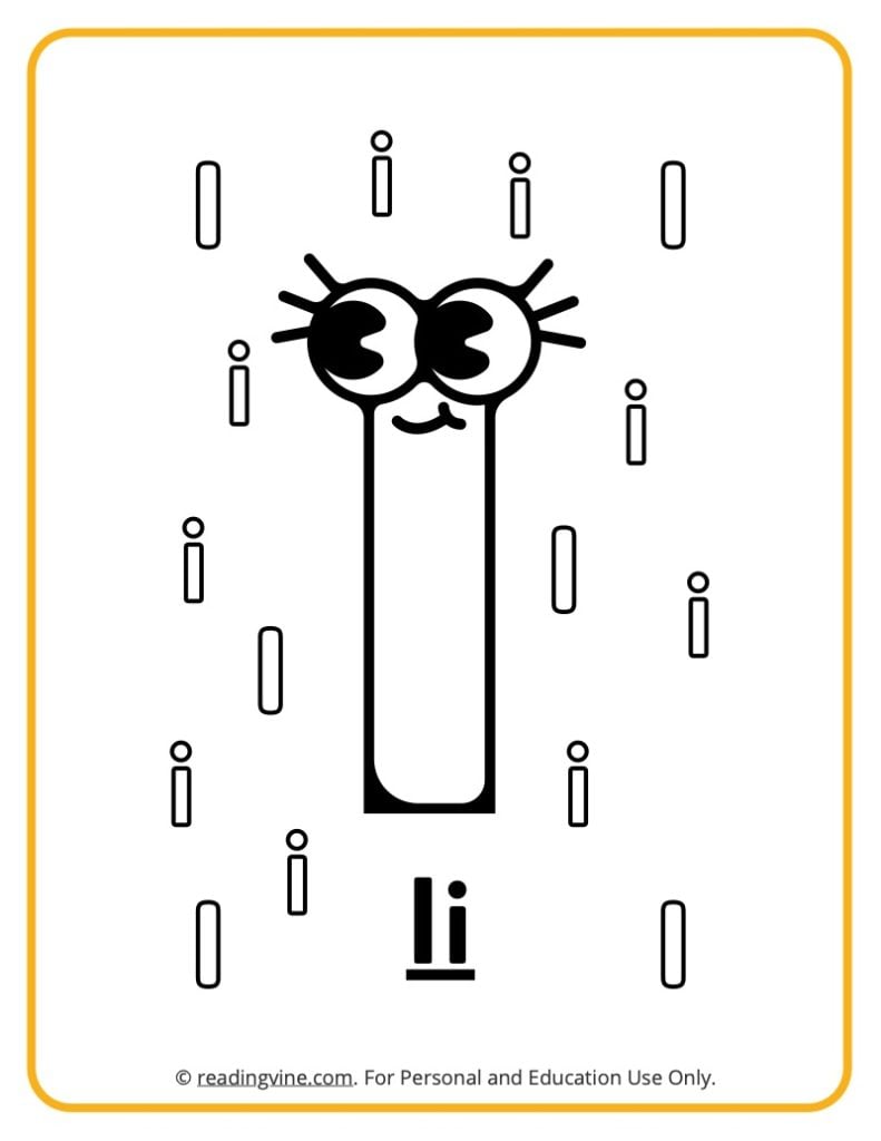 Letter I Coloring Sheet - Googly Eyes