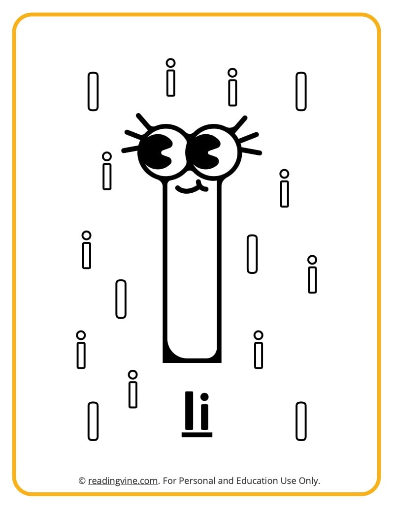 Googly Eyes Printable Letter I Coloring sheet