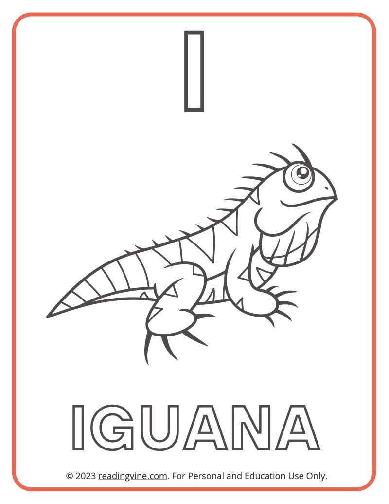 Learning the Alphabet - Uppercase I Printable Coloring Activity