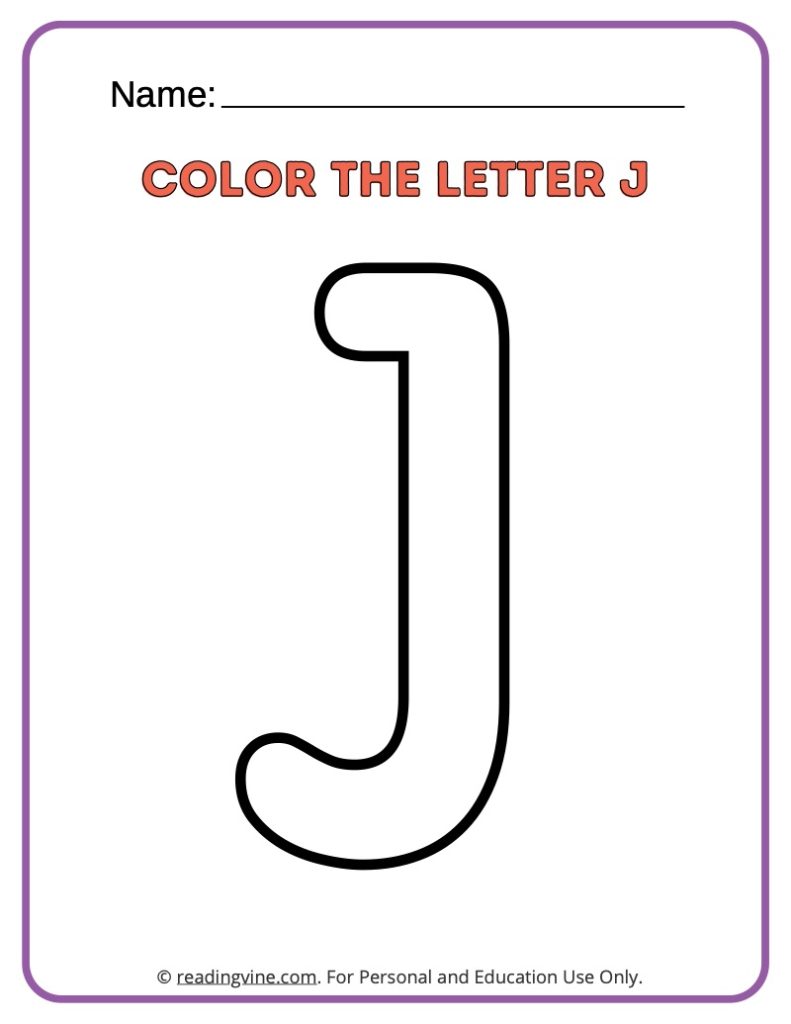 Letter J Coloring Activity