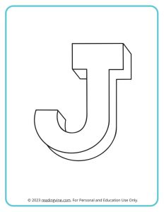 A printable coloring activity to practice learning ABCs - 3D J Drawing sheet