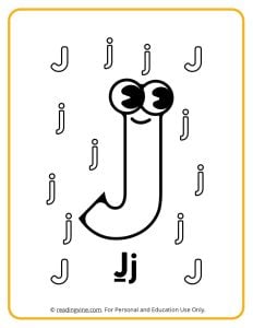 Googly Eyes Printable Letter J Coloring sheet