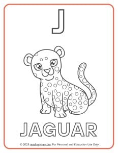 Learning the Alphabet - Uppercase J Printable Coloring Activity