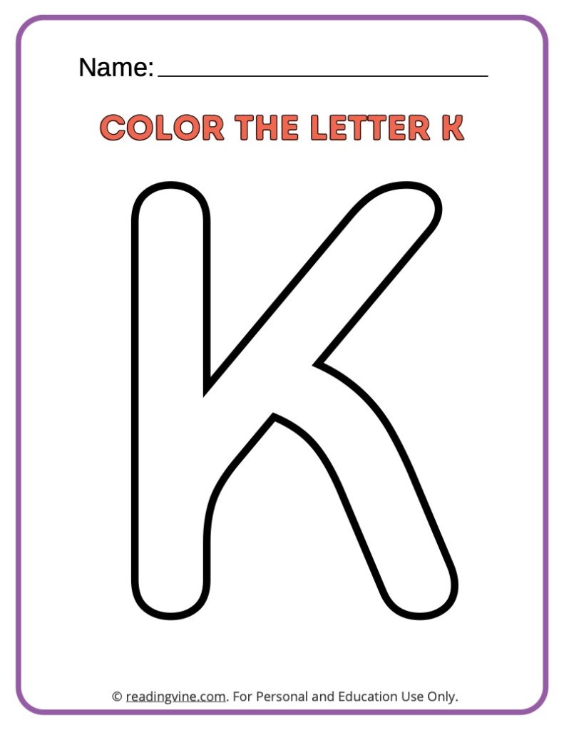 Letter K Coloring Activity