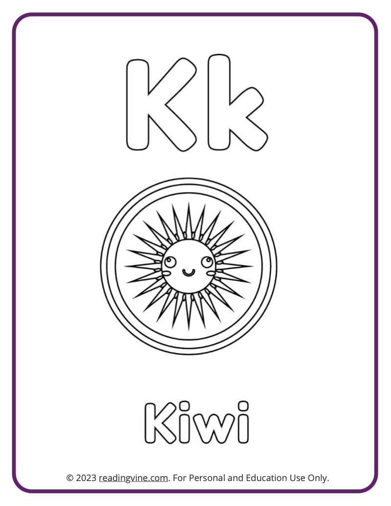 Learn the Letter K with a Fruits and Veggies Coloring Activity Page