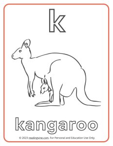 Learning the Alphabet - Lowercase K Printable Coloring Sheet