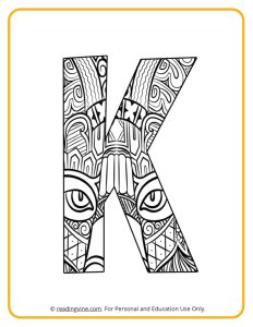 Learning the Letter K with a fun drawing sheet with lined patterns