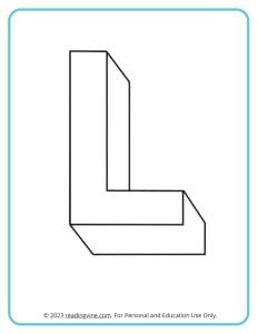 A printable coloring activity to practice learning ABCs - 3D L Drawing sheet