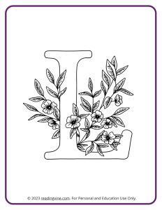 Floral Design Letter L Coloring Page