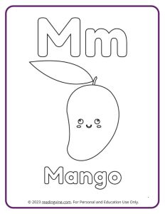 Learn the M with a Fruits and Veggies Coloring Activity Page