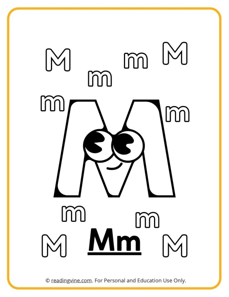 Alphabet Coloring Sheet - Googly Eyes