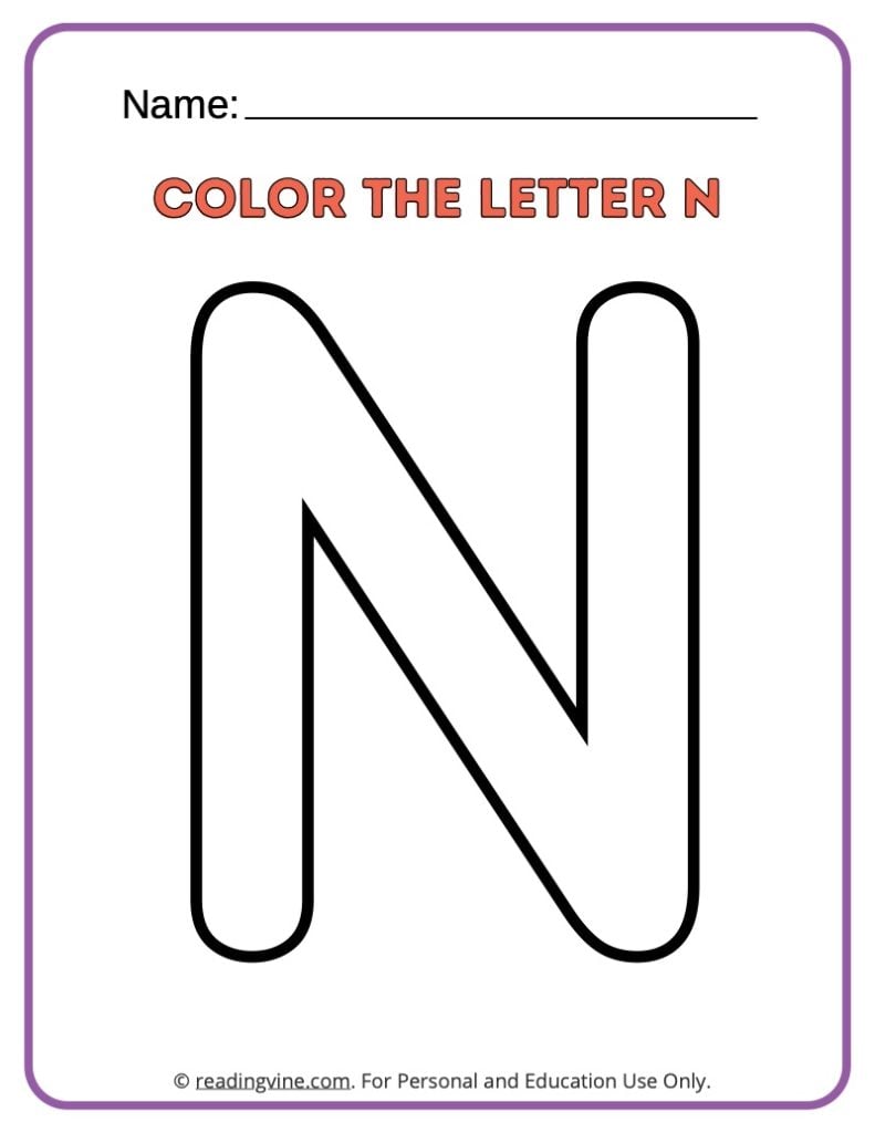Letter N Coloring Activity