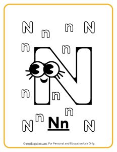 Googly Eyes Printable Letter N Coloring sheet