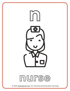 Learning the Alphabet - Lowercase N Printable Coloring Sheet