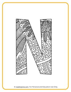 Learning the Letter N with a fun drawing sheet with lined patterns