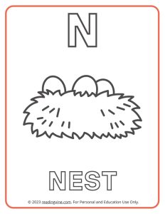 Learning the Alphabet - Uppercase N Printable Coloring Activity