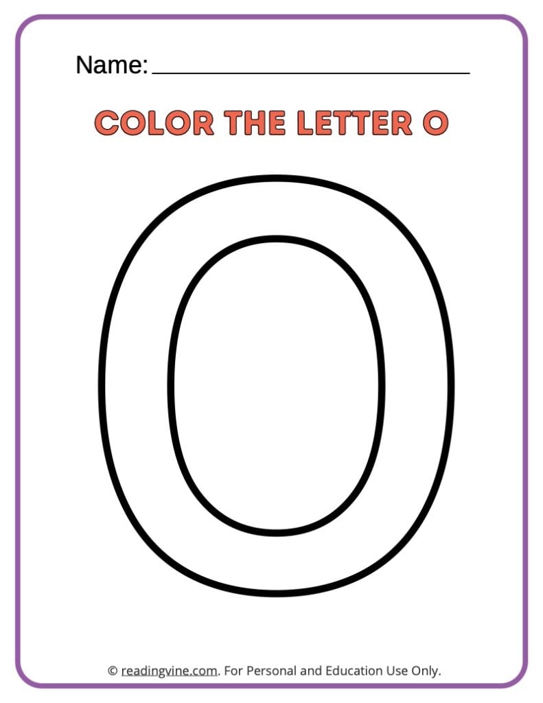 Letter O Coloring Activity