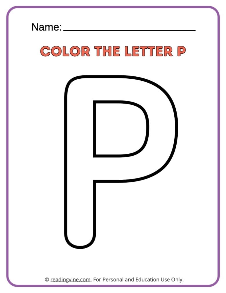 Letter P Coloring Activity