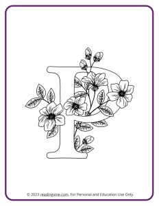 Floral Design Letter P Coloring Page