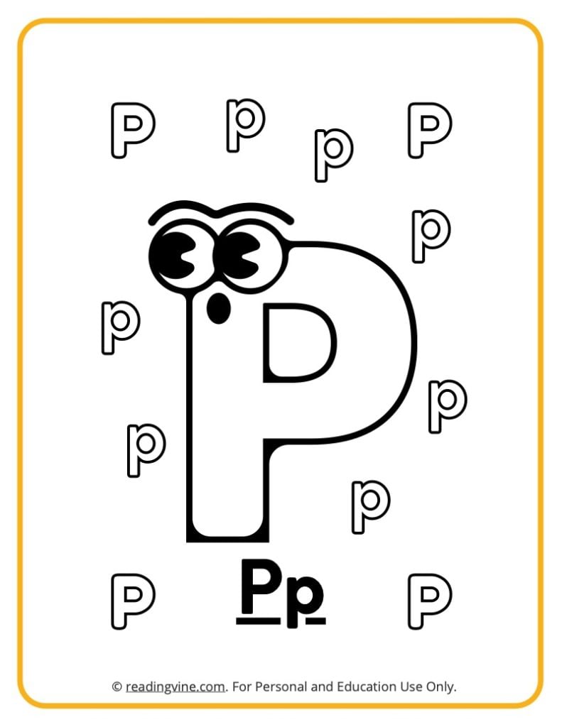 Letter P Coloring Sheet - Googly Eyes