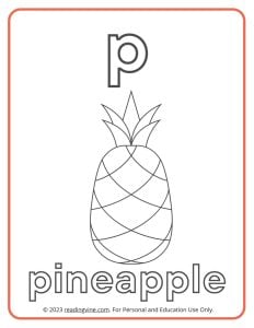 Learning the Alphabet - Lowercase P Printable Coloring Sheet