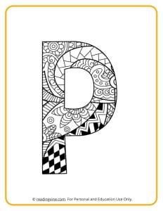 Learning the Letter P with a fun drawing sheet with lined patterns