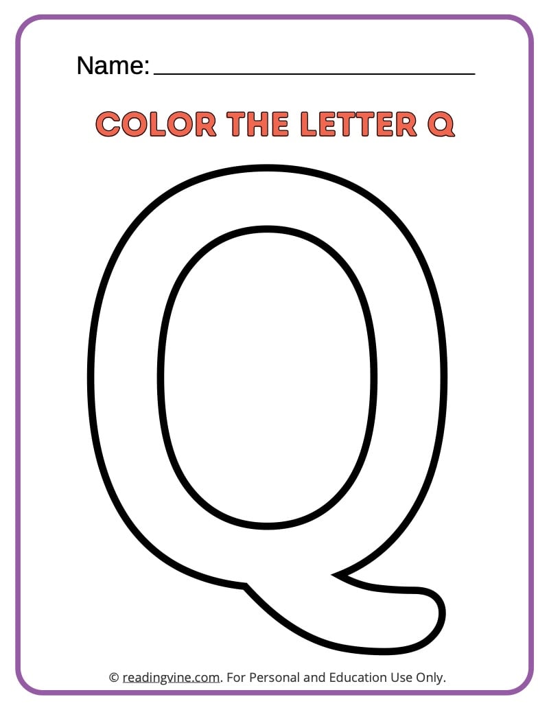 Letter Q Coloring Activity