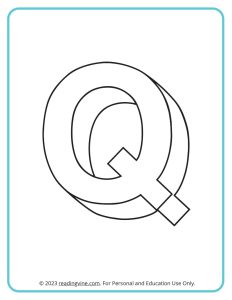 A printable coloring activity to practice learning ABCs - 3D Q Drawing sheet