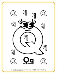 Googly Eyes Printable Letter Q Coloring sheet