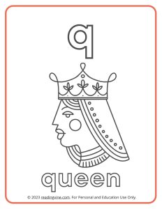 Learning the Alphabet - Lowercase Q Printable Coloring Sheet