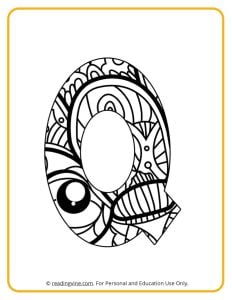 Learning the Letter Q with a fun drawing sheet with lined patterns