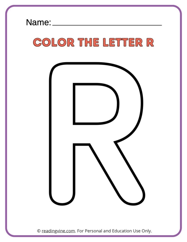 Letter R Coloring Activity