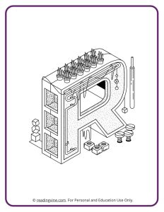 Architecture Style Letter R Coloring Sheet for Preschool - learning letters