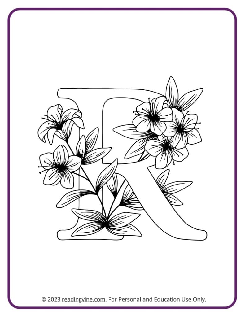 Floral Themed Coloring Sheet