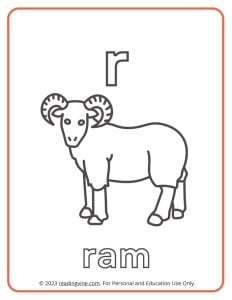 Learning the Alphabet - Lowercase R Printable Coloring Sheet