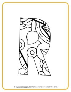 Learning the Letter R with a fun drawing sheet with lined patterns