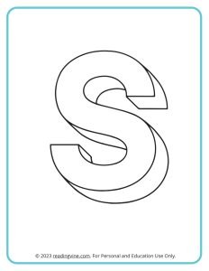 A printable coloring activity to practice learning ABCs - 3D S Drawing sheet
