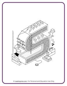 Architecture Style Letter S Coloring Sheet for Preschool - learning letters