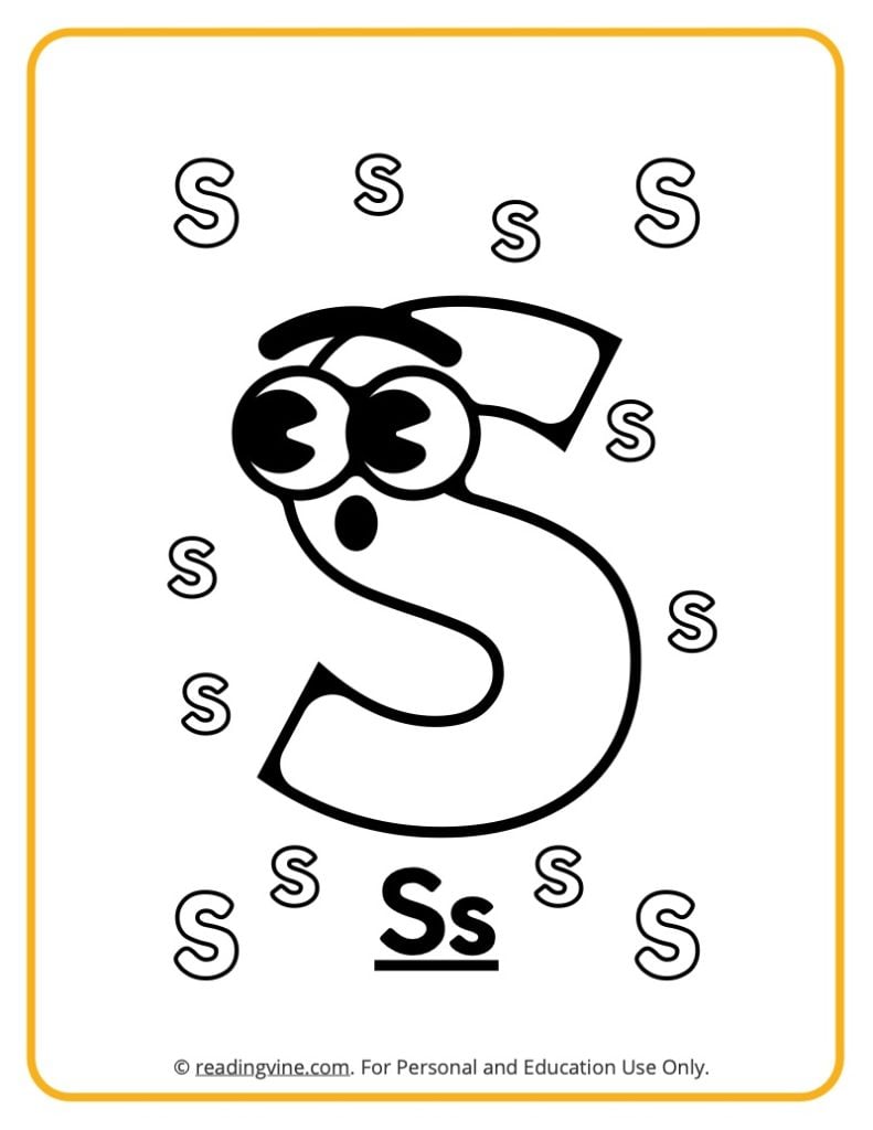 Letter S Coloring Sheet - Googly Eyes