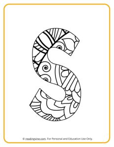 Learning the Letter S with a fun drawing sheet with lined patterns