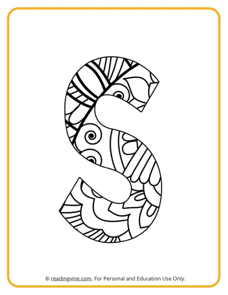 Letter S Coloring Page - Patterned Letter