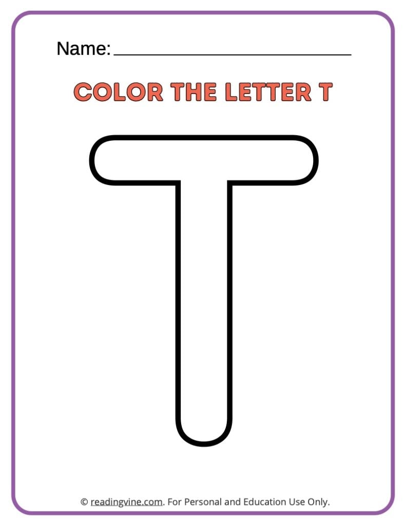 Letter T Coloring Activity