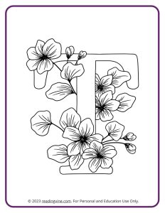 Floral Design Letter T Coloring Page