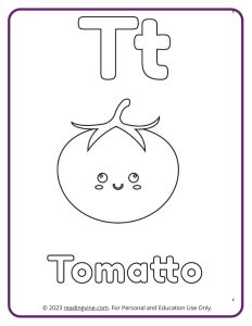 Learn the alphabet with a Fruits and Veggies Coloring Activity Page