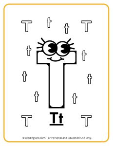 Googly Eyes Printable Letter T Coloring sheet