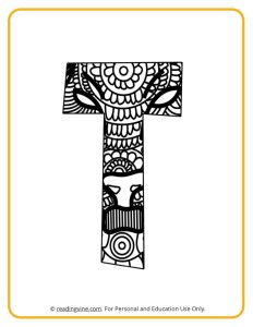 Learning the Letter T with a fun drawing sheet with lined patterns