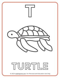 Learning the Alphabet - Uppercase T Printable Coloring Activity